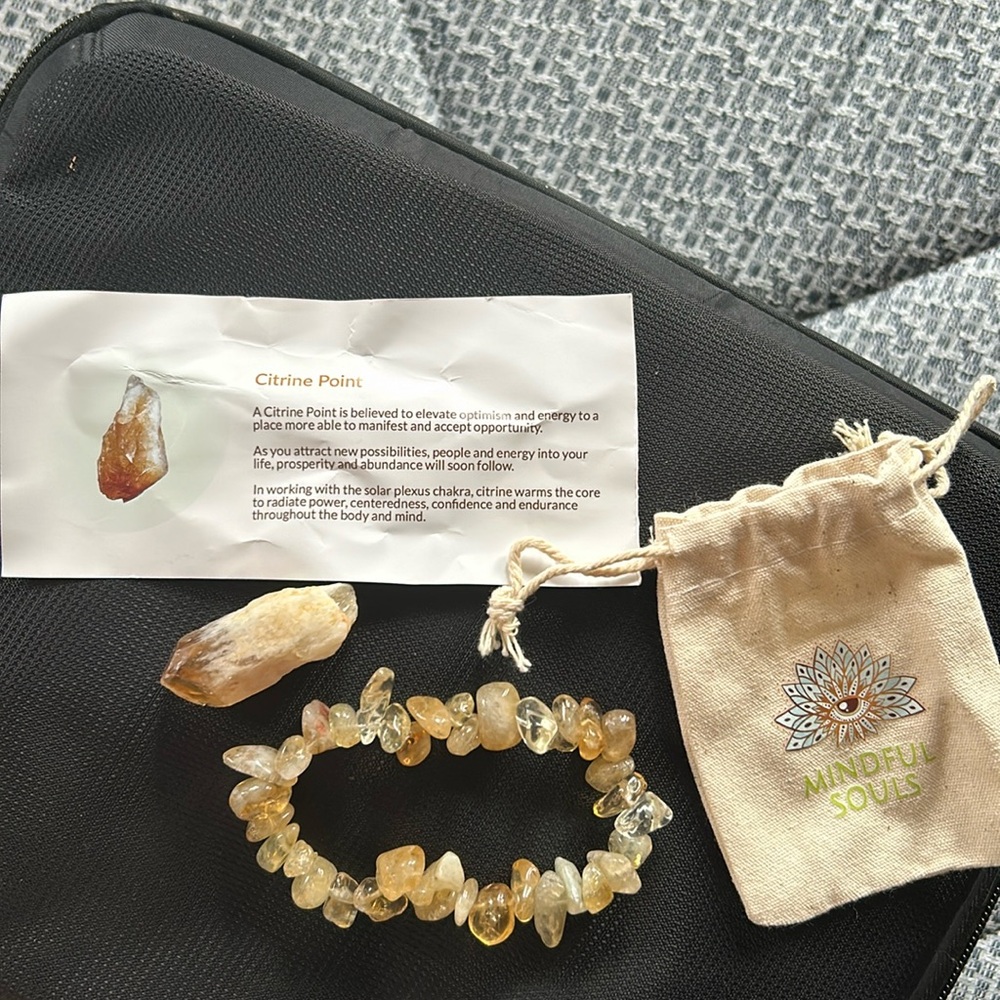 Citrine point and bracelet